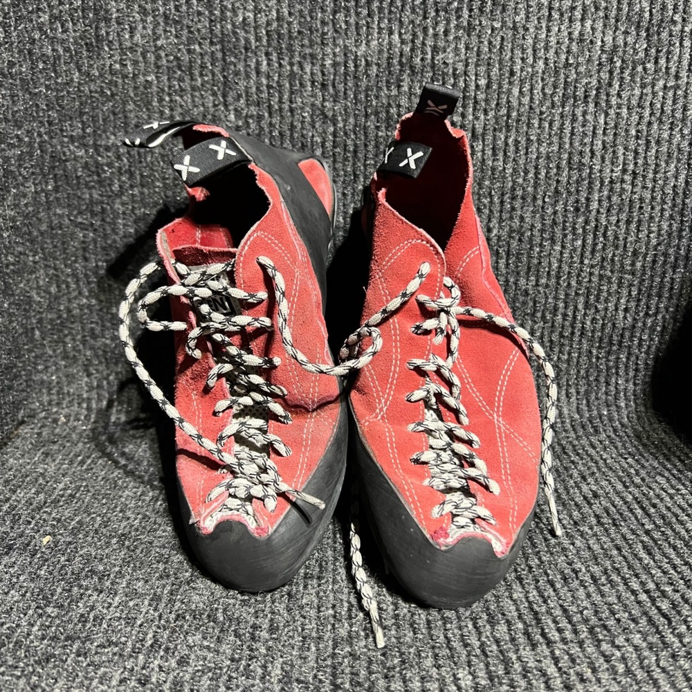 Vintage Five Ten Climbing Shoes Mens 10 Red Suede Lace Up Rock Bouldering